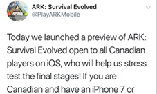 方舟生存进化手游加拿大开测 iOS用户可下载参加测试