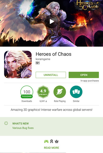 Heroes of ChaosGoogle Play商店评分