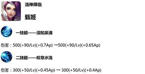 王者荣耀甄姬调整