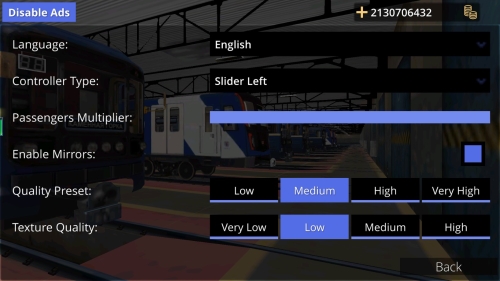 白俄罗斯地铁模拟器无限金币版设置界面介绍