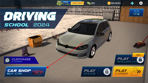 2024汽车驾驶学校游戏怎么更换赛车1